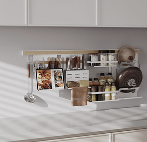 Estante de Almacenamiento de Cocina Moderno de Metal para Montar en la Pared, de Doble Nivel, Impermeable, Organizador Multifuncional, Ahorro de Espacio - Product Image 4