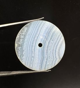 Cadran de montre en agate dentelle naturelle, taille 28,5 mm, épaisseur 1 mm, blanc/bleu, classique, élégant, vintage, luxe, fabriqué sur mesure, centre 2 mm - Product Image 3