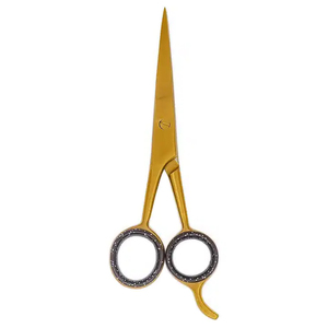 Ciseaux de barbier professionnels en acier doré pour la coupe de barbe et de moustache avec repose-doigt fixe – Outil de coiffure et de beauté - Product Image 6