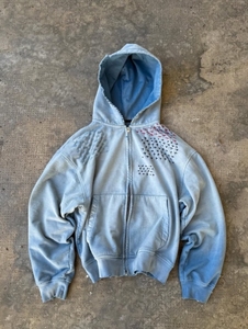 Sudadera con capucha negra para hombre con cremallera, estampado de llamas, logo de diamantes de imitación, estilo streetwear Y2K, corte oversize, ropa de invierno de forro polar - Product Image 4