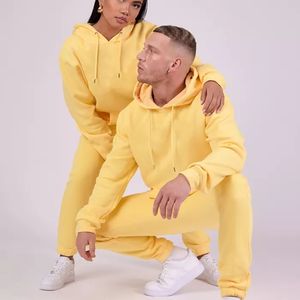 ชุดวอร์มผ้าฝ้ายฟลีซแบบ 2 ชิ้น สไตล์อเมริกันสำหรับฤดูหนาว มีฮู้ด ทรงโอเวอร์ไซส์ หลายสี แบบครอป ทรงบ็อกซี่ พร้อมกางเกง - Product Image 5