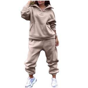 Winter Women's 2-Piece Full-Length Windproof Breathable Eco-Friendly Plus Size Polyester/Cotton Tracksuit Set Custom Logo - Product Image 6