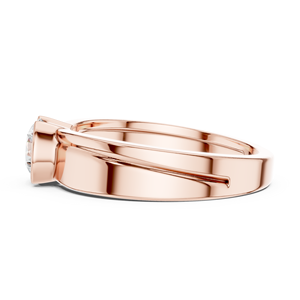 Rose Gold Lab Grown Diamond Solitaire Ring for Women, Round Cut Wide Band Engagement Ring, Modern Fine Jewelry <b>Gift</b> - Product Image 2