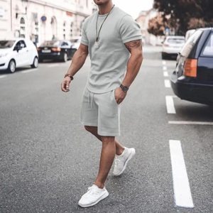 Lightweight Summer Breathable Tracksuit <b>Sets</b> Mens 100% Cotton T Shirt and Shorts Plus Size <b>Sets</b> Men’s Printed <b>Knitted</b> Shirt <b>Sets</b> - Product Image 4