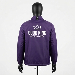 เสื้อแจ็คเก็ตโค้ชกีฬาน้ำหนักเบาแบบสั่งทำพิเศษ ผ้าไนลอนกันลม ซิป คอตั้ง มีฮู้ด สปอร์ต โลโก้ด้านหน้า - Product Image 4