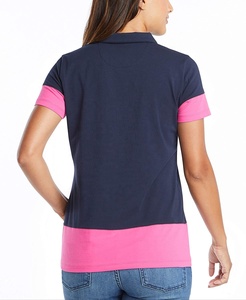 เสื้อโปโลผู้หญิงสีกรมท่าสีชมพู แขนสั้น ระบายอากาศได้ดี ทรงปกติ - Product Image 3