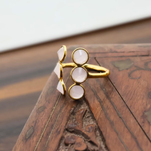 Minimalist Rose <b>Quartz</b> Cluster <b>Ring</b> | 18k Gold Plated Gemstone Jewelry - Gift for her - Product Image 1