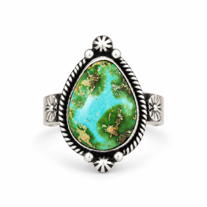 Sonoran Gold Turquoise Silver <b>Ring</b> Western <b>Boho</b> Statement Gemstone Jewelry Southwestern Fashion <b>Ring</b> for Women - Product Image 2