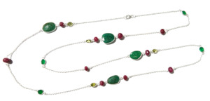 Emerald Cut Gemstone <b>Statement</b> <b>Necklace</b> 925 Sterling Silver Handmade Trendy Gift - Product Image 4