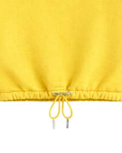 เสื้อฮู้ดครอปซิป ¼ ตัวสำหรับผู้หญิง สีเหลืองแบบกำหนดเอง ผ้าฟลีซแบบสวมหัว มีเชือกผูกชายเสื้อ ผ้าฝ้ายผสมโพลีเอสเตอร์เนื้อนุ่ม เหมาะสำหรับฤดูหนาว - Product Image 5