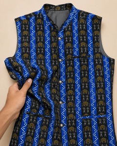 Premium Mens Blue Printed Ethnic <b>Nehru</b> <b>Jacket</b> Traditional Waistcoat Mens Traditional Printed Sleeveless <b>Nehru</b> <b>Jacket</b> Ethnic Wear - Product Image 4