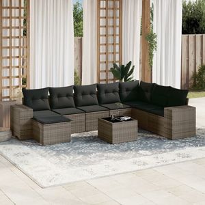 Conjunto de sofás de jardín de ratán, muebles de exterior para 6 personas, diseño contemporáneo, gris y gris oscuro - Product Image 3