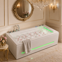 Baignoire rectangulaire de luxe pour deux personnes avec jets de massage et éclairage LED, idéale pour les villas