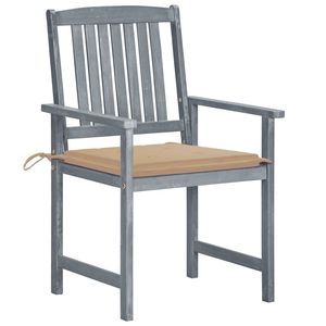 Ensemble de 8 chaises de patio en bois d'acacia massif, gris moyen, meubles de patio durables - Product Image 2