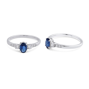 Bague Ivaan Jewels en argent sterling 925 avec saphir bleu et zircon cubique, pierre précieuse ovale, bijoux tendance pour fiançailles et mariage - Product Image 3