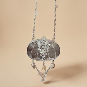 New Design Mini Heavy MOP <b>Clutch</b> Mother of Pearl Stone Work Bridal Party Wedding Evening Handbag for Women Designer Purse - Product Image 2