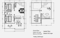 SPICE 2-Zimmer-Haus aus Massivholz mit Küche und Bad sowie Dachboden