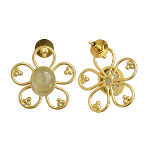 Pendientes Clásicos Vintage con Flores, Chapados en Oro de 18K, con Bisel de Cuarzo, Joyería de Latón para Mujer, para Bodas - Product Image 6