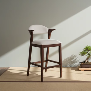 Silla de Bar Qui, Madera de Teca Sólida, Acabado Natural, Estilo Escandinavo Moderno, Comercial, de Alta Calidad, Diseño Personalizado, Ecológica, Duradera, para Cafetería - Product Image 1
