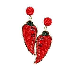 Pendientes de cuentas de mango hechos a mano de calidad de exportación, pendientes colgantes con diseño de fruta tropical para mujeres y niñas, accesorios llamativos. - Product Image 4