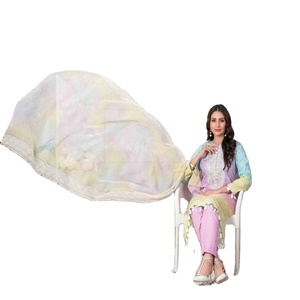 Tawakkal marque Original marque pakistanaise pelouse 3 pièces tenue de travail XL respirant élégant dentelle bouton 3pc carré naturel gland - Product Image 1