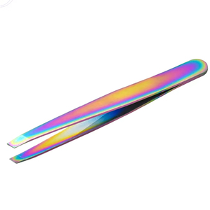 Pince à épiler professionnelle de haute qualité pour sourcils et cils, à pointe inclinée, pour volume des cils, et pour poils de moustache, en acier inoxydable - Product Image 1