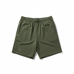 Men's Olive Green Quick Dry Shorts Mid Waist <b>Elastic</b> Waist Solid Color Casual Woven Fabric 100% Polyester Canvas - Product Image 1