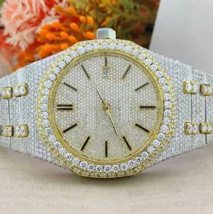 Reloj de Oro Blanco con Diamantes de Moissanita y Bisel de Diamantes Rojos, Pulsera de Acero Inoxidable de Lujo con Incrustaciones, Alarma de Alta Calidad, Pieza Premium de Destaque - Product Image 3