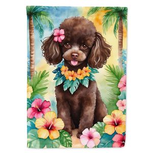 Drapeau de jardin Luau multicolore Bannière de caniche en chocolat Illustration décorative de cour pour boîte aux lettres de patio et parterres de fleurs Petite taille - Product Image 1