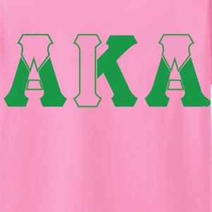 Pink AKA Color Block Greek Letter T-Shirt Women's Cotton Short Sleeve Crew Neck Casual Graphic Tee Soft Comfort <b>Top</b> - Product Image 3