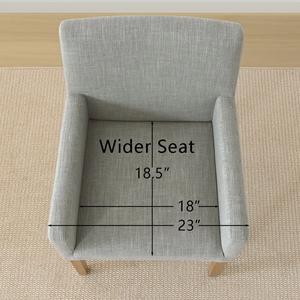 Chaise de salle à manger contemporaine en bois massif et bois manufacturé avec assise en mousse et revêtement en lin MD08 - Product Image 2