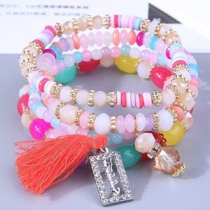 Juego de Pulseras de Cuentas con Corazón Estilo Bohemia, con Borla y Cristales de Imitación, Chapado en Oro, Color Morado, Regalo para Mujer - Product Image 5