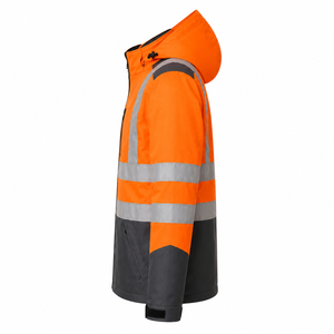Veste de sécurité réfléchissante haute visibilité, résistante à l'eau, orange graphite, à capuche, vêtements de travail industriels, vente en gros personnalisée, coque 300D - Product Image 6