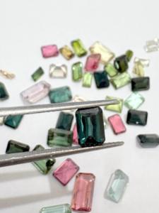 Tourmaline naturelle multicolore, taille baguette, pierre extraite de mine, jeu de couleurs, facettée, rare, pierre précieuse en vrac pour la fabrication de bijoux - Product Image 2