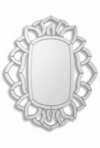 Miroir en verre vénitien élégant avec gravures florales ornementales, bords biseautés et charme vintage sophistiqué - Product Image 1