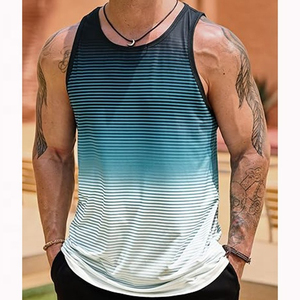 เสื้อกล้ามถักลายไล่ระดับสีสำหรับผู้ชาย คอกลม แห้งเร็ว สวมใส่สบาย - Product Image 1