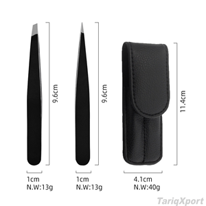 Wholesale High Quality Eco-Friendly Anti-Static Black Stainless Steel Eyelash Eyebrow Tweezers Set Slanted Pointed <b>Makeup</b> <b>Tools</b> - Product Image 3