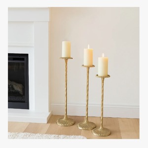 Tall Brass <b>Candle</b> Stand Set With Twisted Design For Home Decoration Durable Cylinder Shape At <b>Cheap</b> Price - Product Image 1