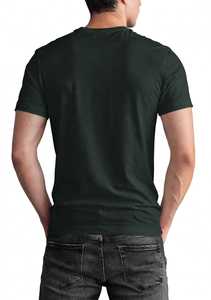 เสื้อยืดคอกลมแขนสั้นสีเขียวเข้มสำหรับผู้ชาย  โลโก้ด้านหน้า  ผ้าถัก  ระบายอากาศได้ดี  ทรงปกติ  สวมใส่สบาย - Product Image 2