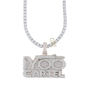 High Quality Iced Out Pass Diamond Tester VVS Moissanite Diamond HipHop Letter Name Tennis Chain Necklace Pendant For Rapper - Product Image 1