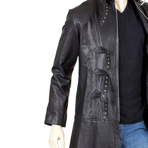 <b>Men</b> Long Leather Trench Coat Wholesale Genuine Leather <b>Winter</b> <b>Overcoat</b> Custom Luxury Fashion OEM ODM Private Label - Product Image 5