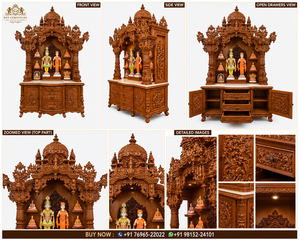 Mandir Swaminarayan Tallado a Mano de Alta Calidad para Hogares, Mandir de Madera Swaminarayan Tallado a Mano de Calidad de Exportación a Precios de Mayoreo - Product Image 5