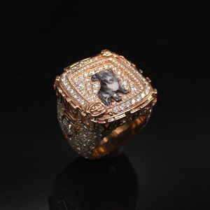 Anillo de cóctel AMBER JEWELS chapado en oro macizo de 14K con pavé de diamantes y emblema de pantera, unisex, para compromiso, certificado IGI - Product Image 1