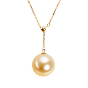 Collar de Oro de 18K con Perla de 12mm, Cadena Ajustable en Y, Colgante de Perla de Agua de Mar Nanyang, Cadena de Perlas con Temperamento de Madre - Product Image 5