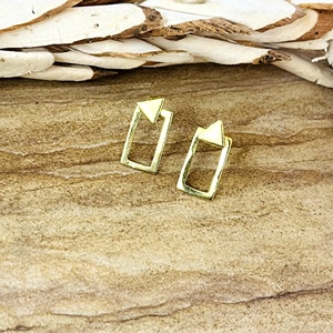 Unique New Design Geometric Triangle <b>Stud</b> <b>Earrings</b> Minimal Brass Jewelry <b>Mens</b> 18K Gold Plated Rectangle Dainty Wholesale OEM ODM - Product Image 3