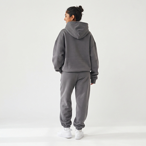 Conjunto de chándal holgado de forro polar para mujer, pantalones deportivos con capucha, ropa de calle informal, cálido para invierno, de dos piezas - Product Image 2
