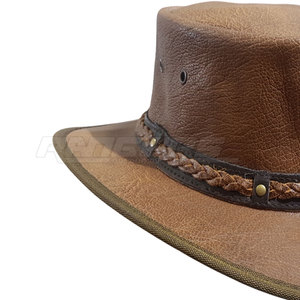 Genuine Leather Western <b>Hat</b> with Braided <b>Band</b> Classic Western Ranch Style Outdoor <b>Hat</b> Custom Logo Cowboy <b>Hat</b> For Men - Product Image 4
