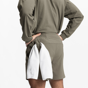 <b>Men</b> Solid Olive Green <b>Quick</b> <b>Dry</b> <b>Shorts</b> Elastic Waist Casual Mid Length Woven Polyester Sport <b>Shorts</b> - Product Image 6