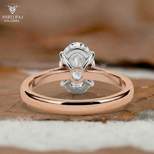 Anillos de Compromiso y Boda con Diamantes Cultivados en Laboratorio de Corte Ovalado, 1-2 Quilates, Claridad EF VVS2, Oro Sólido de 14K/18K, Anillo de Oro Rosa de 4 Puntas - Product Image 3