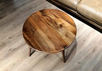 Table basse ronde en bois, style mid-century moderne, faite à la main, meubles de salon